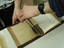 Turning the leather in.1.