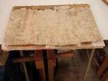 Board showing replacement marble laid in underneith the original.